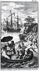 Fransk illustration för "Robinson Crusoe" av Daniel Defoe